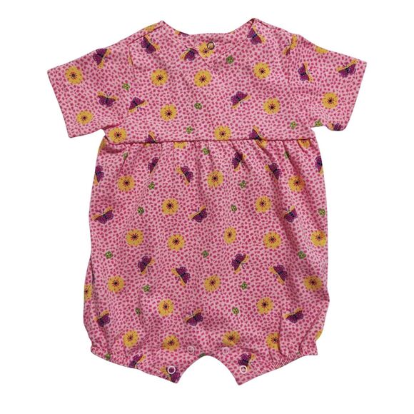 NWT Vintage Baby Bubble Romper Creeper New Girls 6 - 9 M Pink Butterfly Flower - Picture 1 of 11